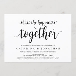 Modern Rustic, zwart script, Engagement Party Kaart