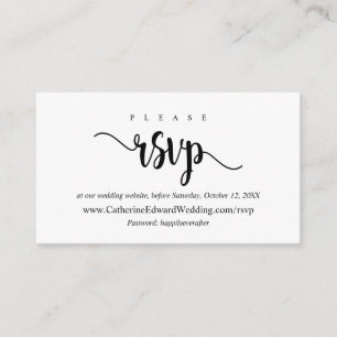 Modern Rustic, zwart script, online RSVP-website Informatiekaartje