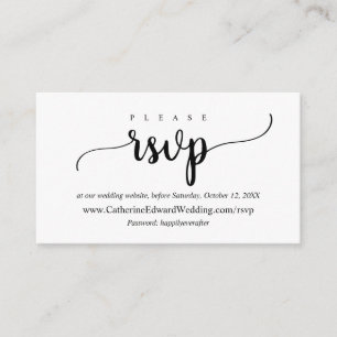 Modern Rustic, zwart script, online RSVP-website Informatiekaartje