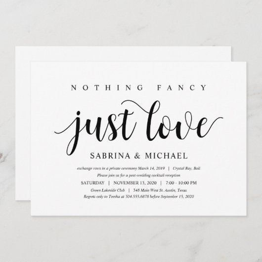 Modern Rustic, zwart script, weddenschappen Kaart (Voorkant / Achterkant)