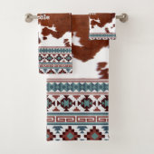 Modern rustiek Boho Western Koeienhuid Bad Handdoek (Insitu)