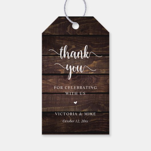 Modern rustiek, bruiloft dank u Gift Cadeaulabel (Voorkant)