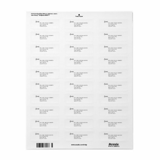 Modern rustiek bruiloft script, retour adres etiket (Full Sheet)