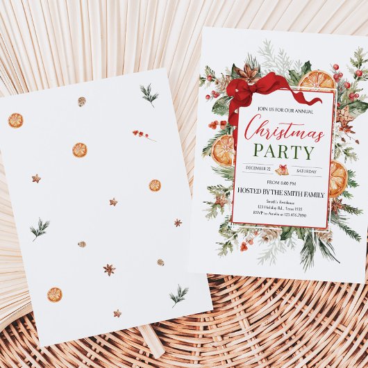 Modern Rustiek Citrus Sinaasappel Kerstfeest Kaart