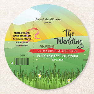 Modern Rustiek Festival Wedfest Wedding Ronde Kartonnen Onderzetter