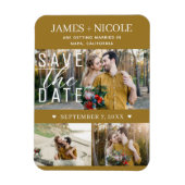 Modern Rustiek Goud Save the Date Wedding 3 Foto's Magneet (Verticaal)