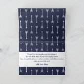 Modern rustiek grijs & marine herten & pijl dank u bedankkaart (Binnen)