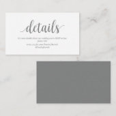 Modern Rustiek, Grijze kleur, Bruiloftsdetails Informatiekaartje (Voorkant / Achterkant)