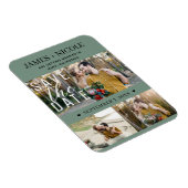 Modern Rustiek Groen Bewaar de datum Bruiloft 3 Fo Magneet (Rechterzijde)