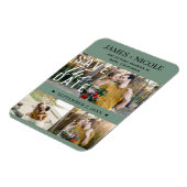 Modern Rustiek Groen Bewaar de datum Bruiloft 3 Fo Magneet (Linkerzijde)