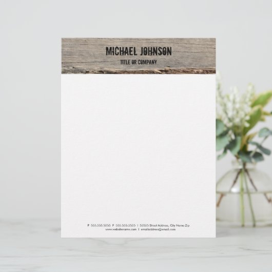 Modern rustiek hout persoonlijk briefhoofd (Staand voorkant)