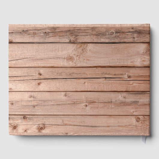 Modern rustiek houten monogram gastenboek (Achterkant)