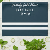 Modern rustiek Lake House | Navy White Theedoek (Gevouwen)