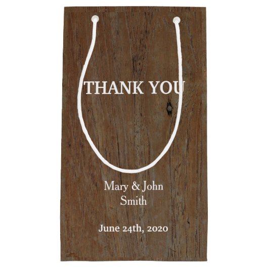 Modern Rustiek land bruiloft donkerbruin hout Klein Cadeauzakje (Voorkant)