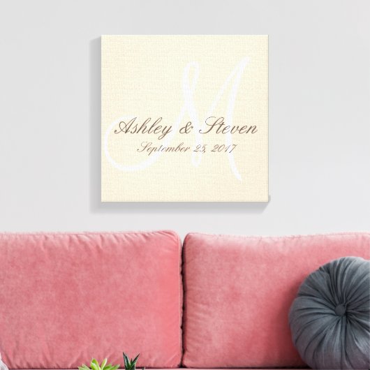 Modern rustiek linnen monogram canvas afdruk (Insitu (Woonkamer))