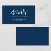 Modern rustiek, marineblauw, bruiloft details informatiekaartje (Voorkant / Achterkant)
