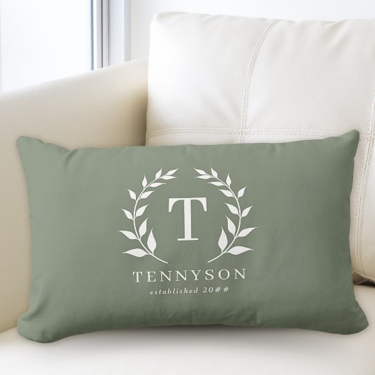 Modern Rustiek Monogram Krans Familienaam Wijze Kussen