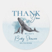 Modern rustiek oceaan Baby shower dank u gunst Ronde Sticker (Voorkant)