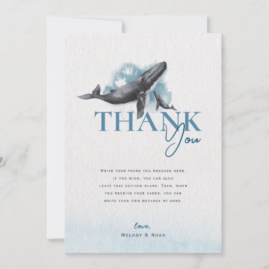 Modern rustiek oceaan plat verticaal Baby shower Bedankkaart (Voorkant)