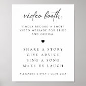 Modern rustiek script bruiloft video cabine teken poster (Voorkant)