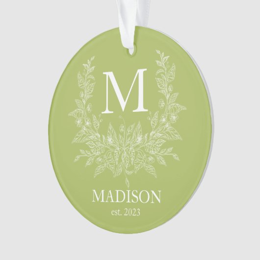 Modern Rustiek vakantie monogram Midden Groen Geel Ornament (voorkant)