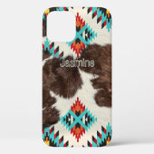 Modern rustiek Western Koeienhuid Patroonnaam Case-Mate iPhone Case (Achterkant)