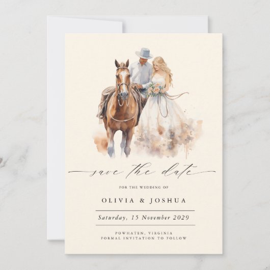 Modern rustiek Western Save the Date (Voorkant)