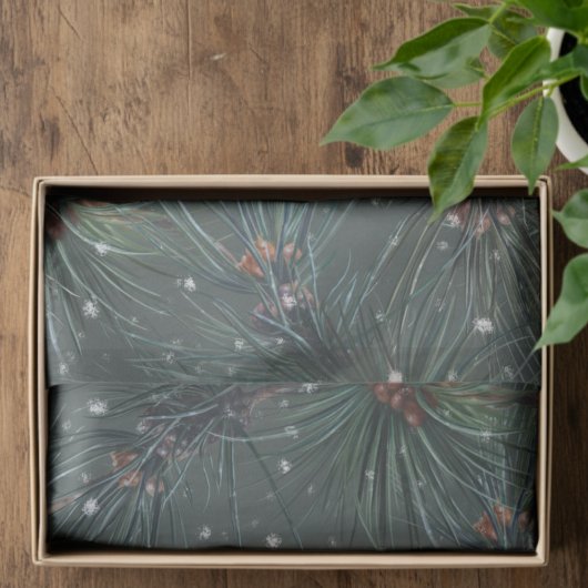 Modern rustiek winterpijnpatroon tissuepapier