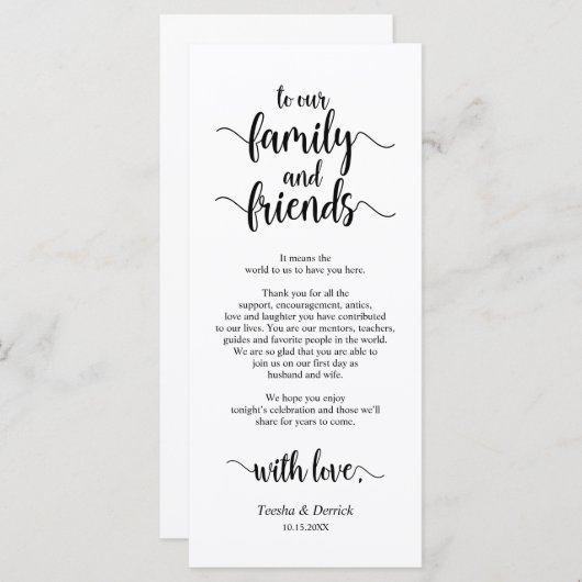 Modern rustiek, zwart, plaats instelling dank u ka programma (Voorkant / Achterkant)