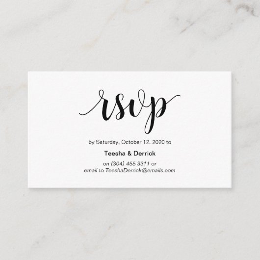 Modern Rustiek, Zwart Script, online RSVP Informatiekaartje (Voorkant)