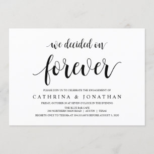 Modern rustiek, zwart script, verlovingsfeest kaart