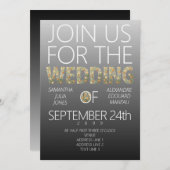 Modern rustiek zwart wit bloemengroen bruiloft kaart (Voorkant / Achterkant)