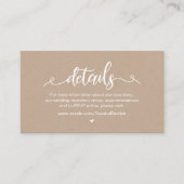 Modern Rustisch Boerderij, wit, kraft, bruiloft -  Informatiekaartje (Voorkant)