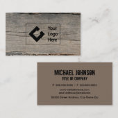 Modern Rustisch Hout met aangepaste Logo Visitekaartje (Voorkant / Achterkant)