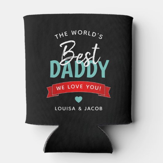 Modern 's Werelds beste pappie' gepersonaliseerd Blikjeskoeler (Achterkant)