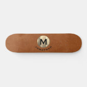 Modern Sable Leather Gold Monogram Skateboard (Horizontaal)