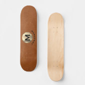 Modern Sable Leather Gold Monogram Skateboard (Voorkant)
