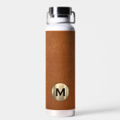 Modern Sable Leather Gold Monogram Waterfles (Achterkant)