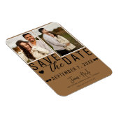 Modern Saddle Brown Save the Date 2 Foto Bruiloft Magneet (Rechterzijde)