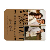 Modern Saddle Brown Save the Date 2 Foto Bruiloft Magneet (Horizontaal)