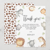 Modern Safari Animals Baby shower Hartelijk dank Kaart (Voorkant / Achterkant)