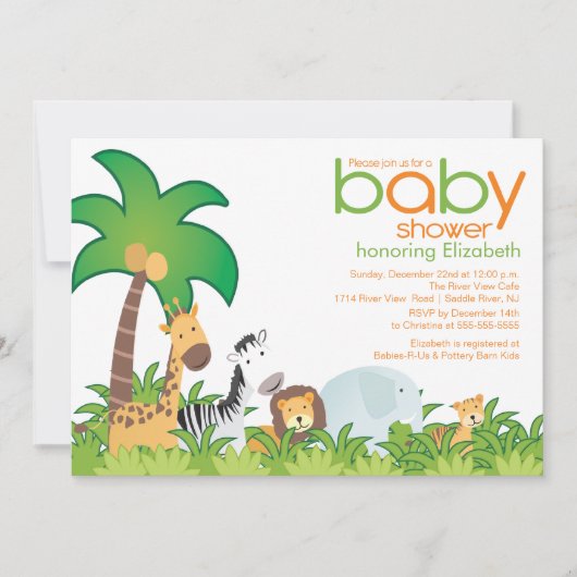 Modern Safari Animals Baby shower Uitnodiging (Voorkant)