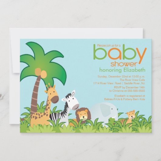 Modern Safari Animals Baby shower Uitnodiging (Voorkant)
