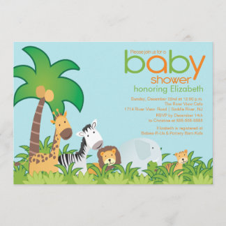 Modern Safari Animals Baby shower Uitnodiging