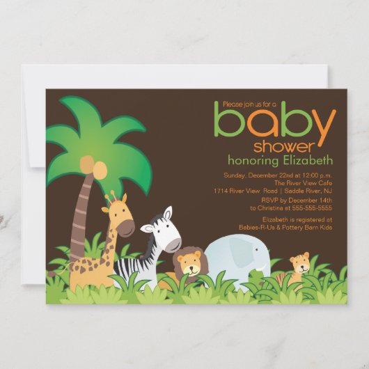 Modern Safari Animals Baby shower Uitnodiging (Voorkant)