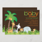 Modern Safari Animals Baby shower Uitnodiging (Voorkant / Achterkant)