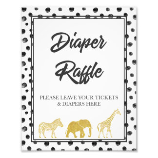 Modern Safari Baby shower Diaper Raffle Game Foto Afdruk