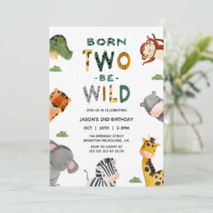 Modern Safari Born Two Be Wild 2e verjaardag Kaart