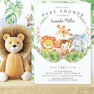 Modern Safari Oerwoud Animals Girls Baby shower Kaart