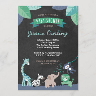 Modern Safari Oerwoud Baby Boy Shower Invitations Kaart